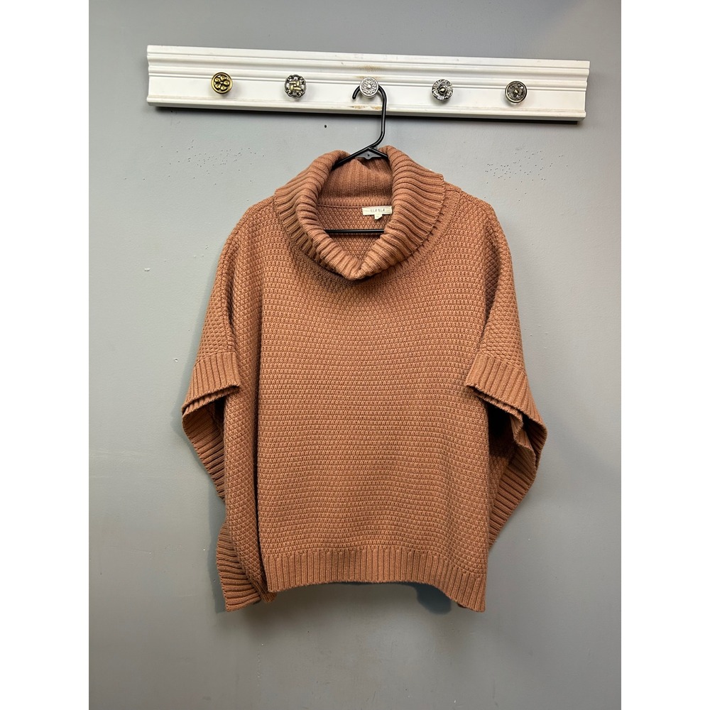 ILLA ILLA‎ Brown Textured Knit Cowl Neck Poncho Sweater Size S